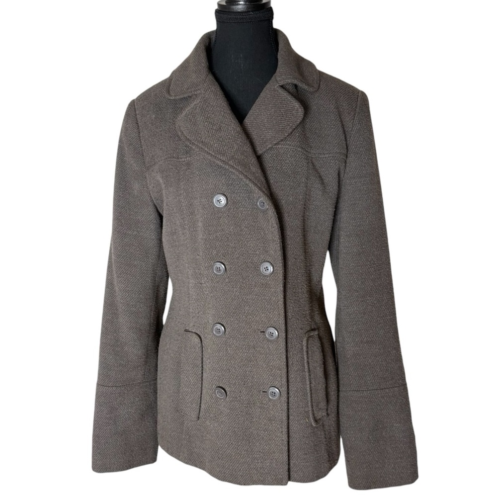 LEVI’S Double Breasted Peacoat Sandy Brown Pockets Buttons Size Medium